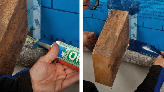 6. Collez la membrane sous le chevron