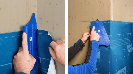 8. Ajuster les lés (en cas de pose sans collage d’un bout dans le coin)